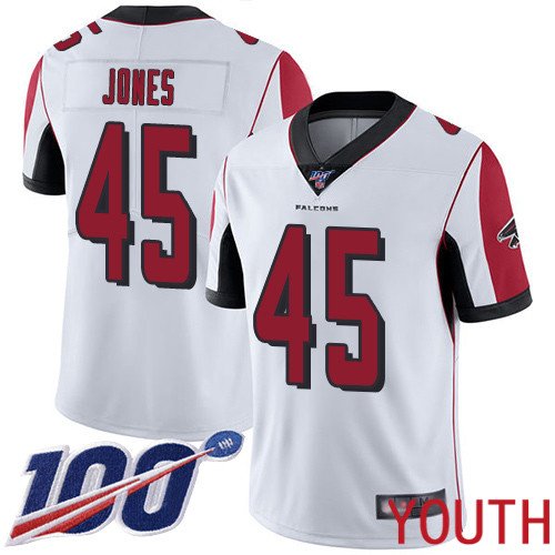 Atlanta Falcons Limited White Youth Deion Jones Road Jersey NFL Football #45 100th Season Vapor Untouchable